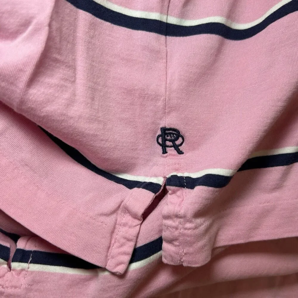 Ralph Lauren Rugby Men's XL Pink Striped Cotton Short Sleeve Pocket Polo